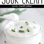 sour cream in small clear bowl with text