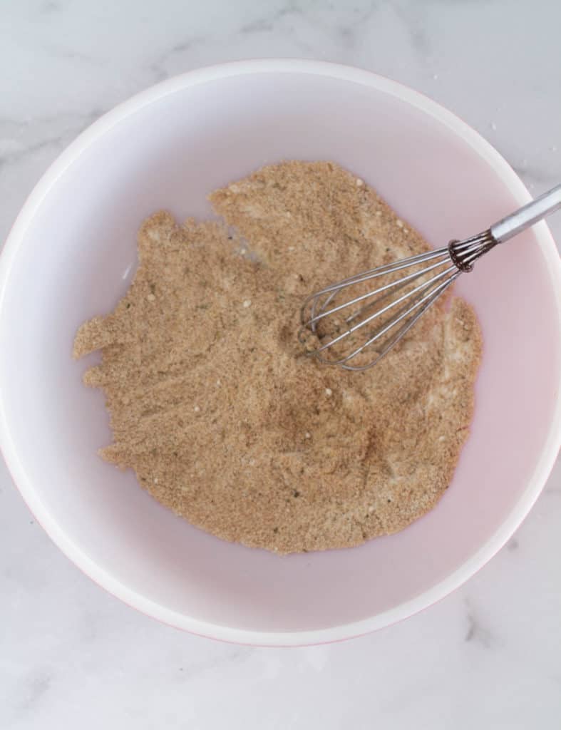 dry ingredients in large bowl with whisk