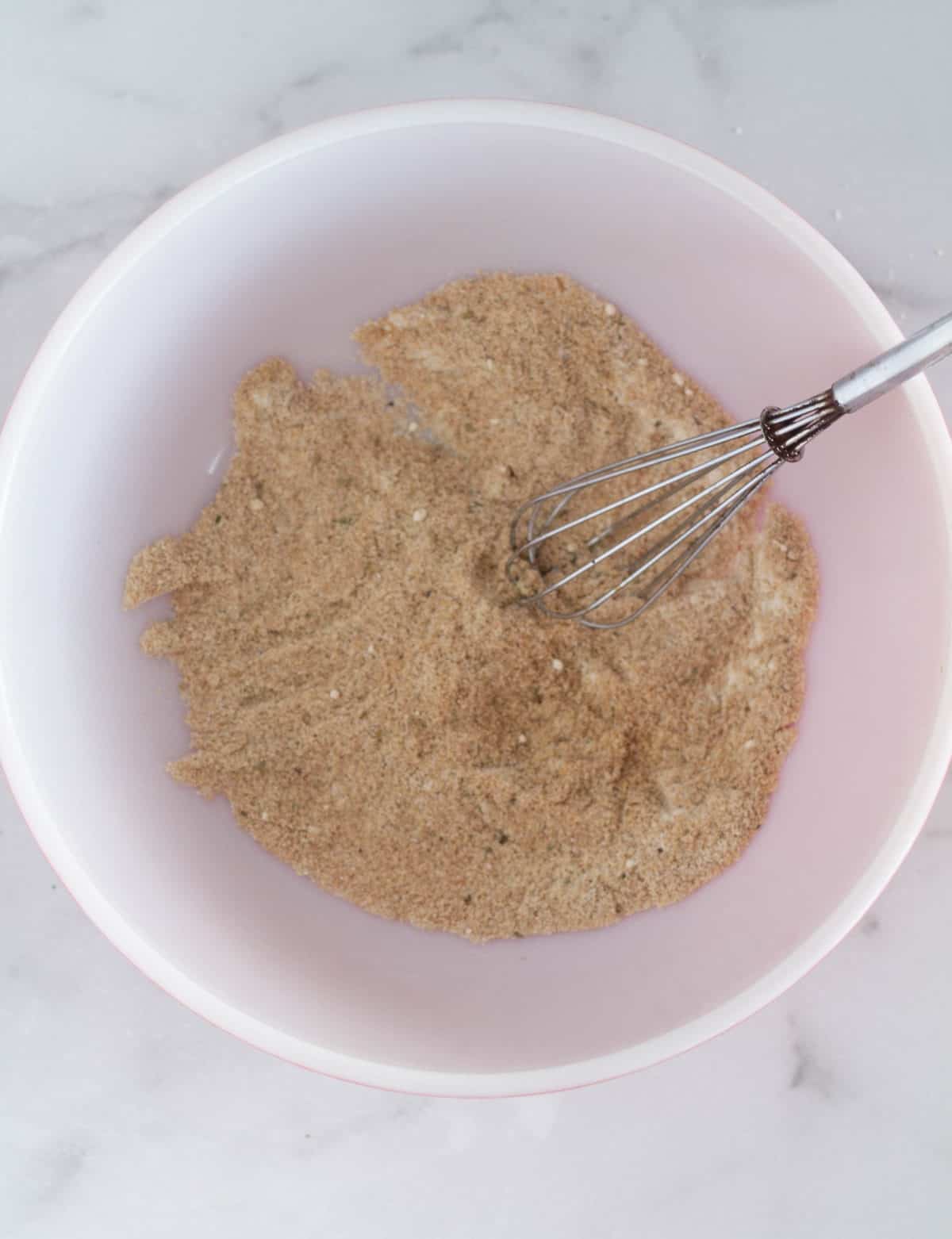 dry ingredients in large bowl with whisk