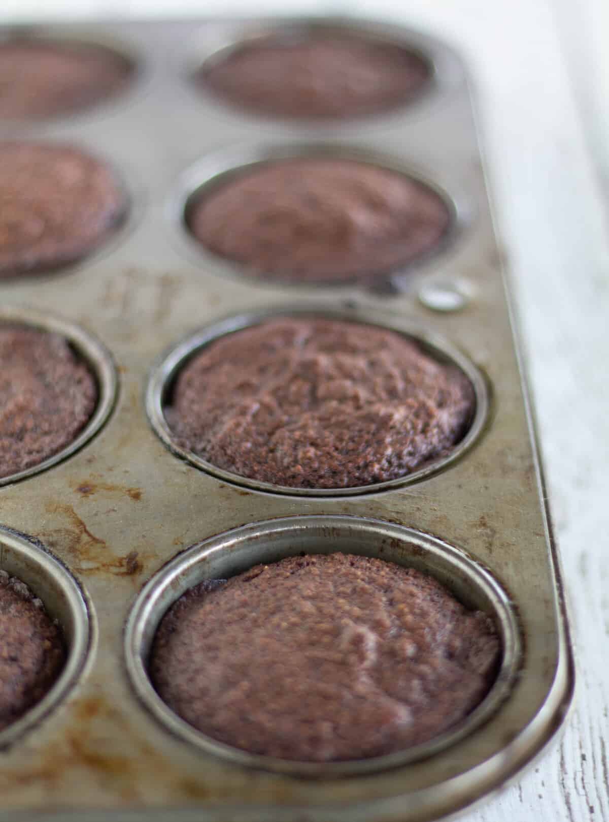 baked cupcakes in muffin tin.