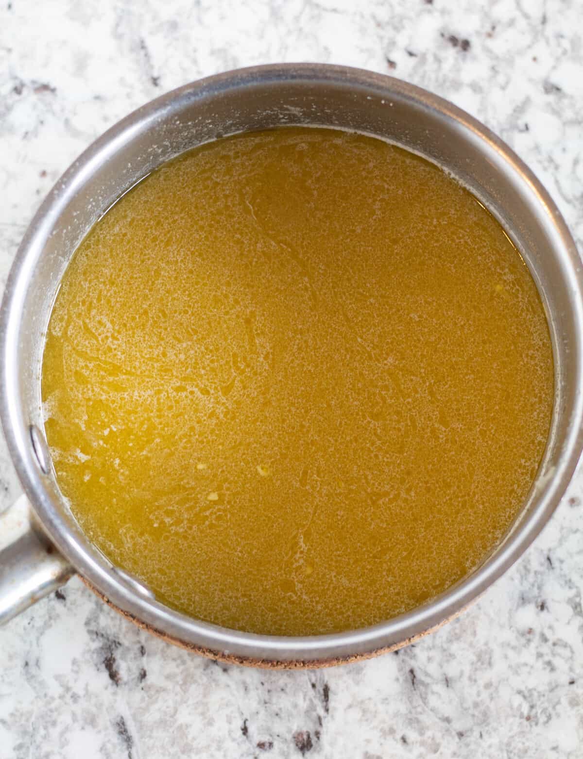 melted butter in saucepan
