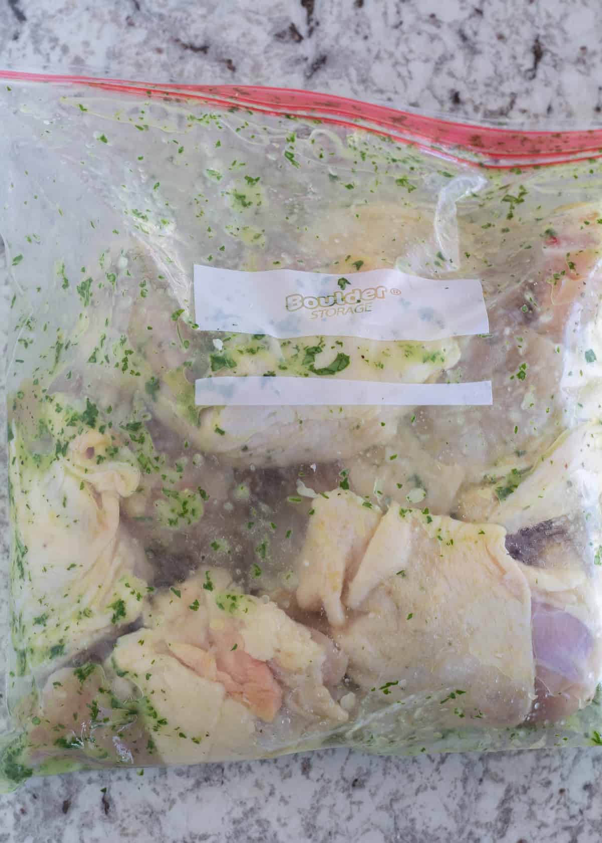 chicken in baggie with marinade