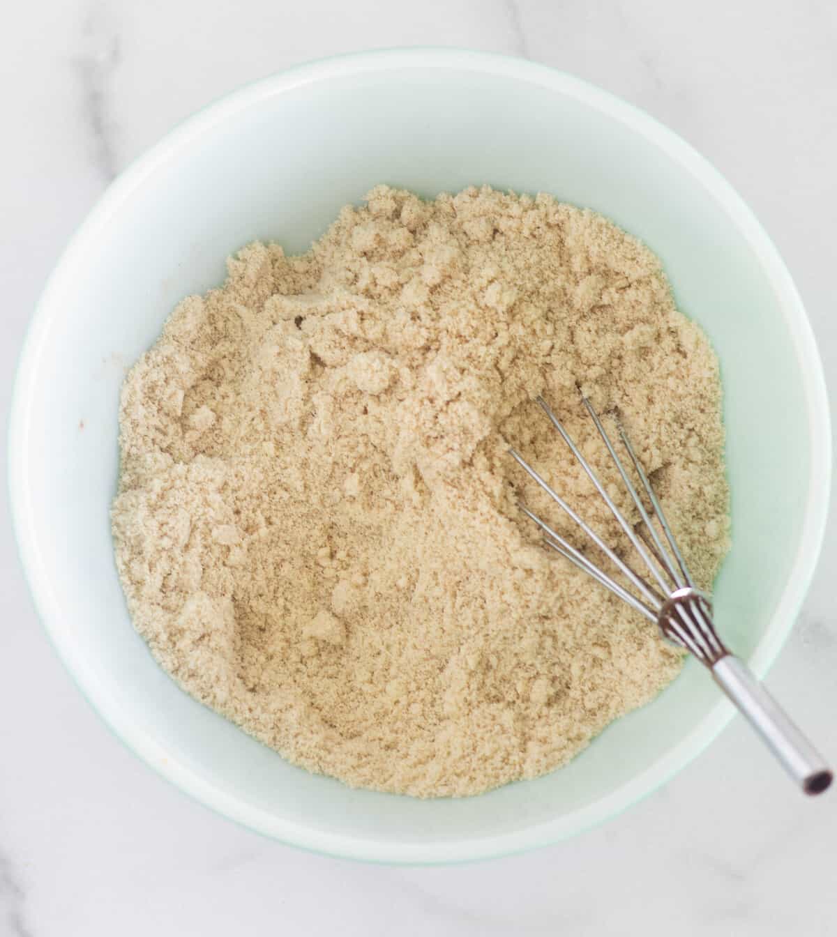 dry ingredients whisked in mixing bowl