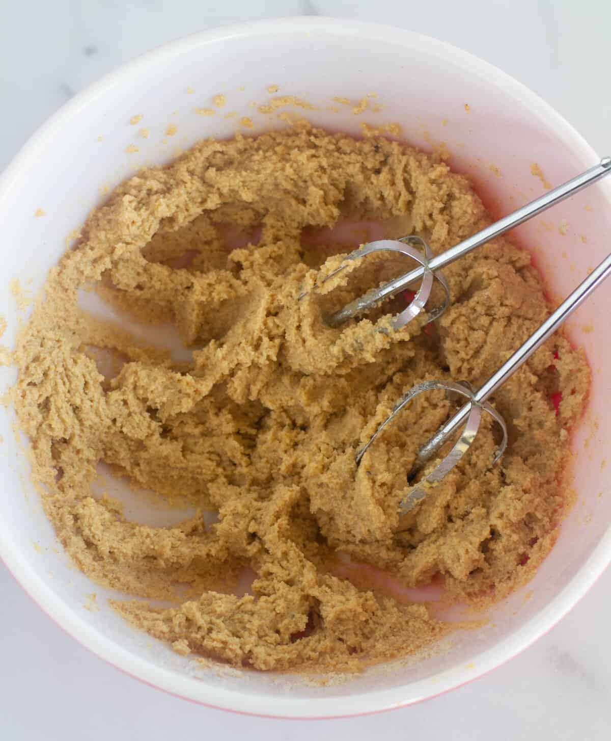 keto pumpkin batter with beaters.