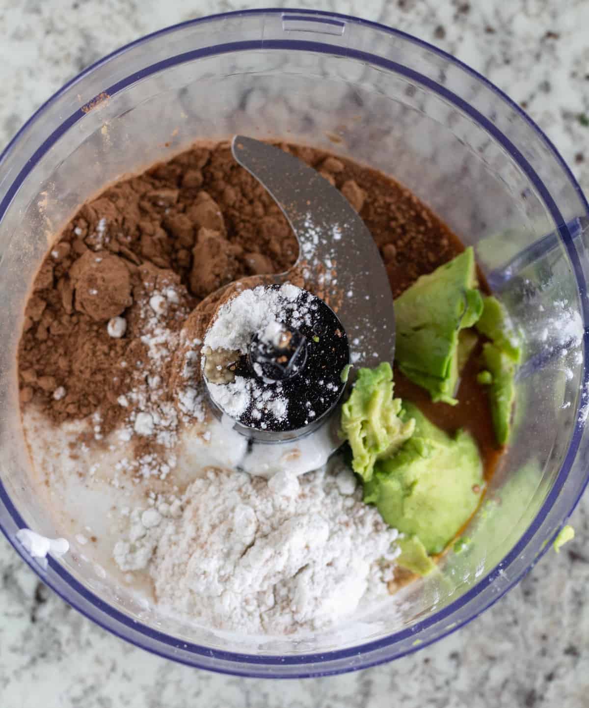 pudding ingredients in a food processor bowl