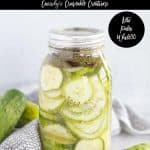 pinnable image of homemade pickles with text