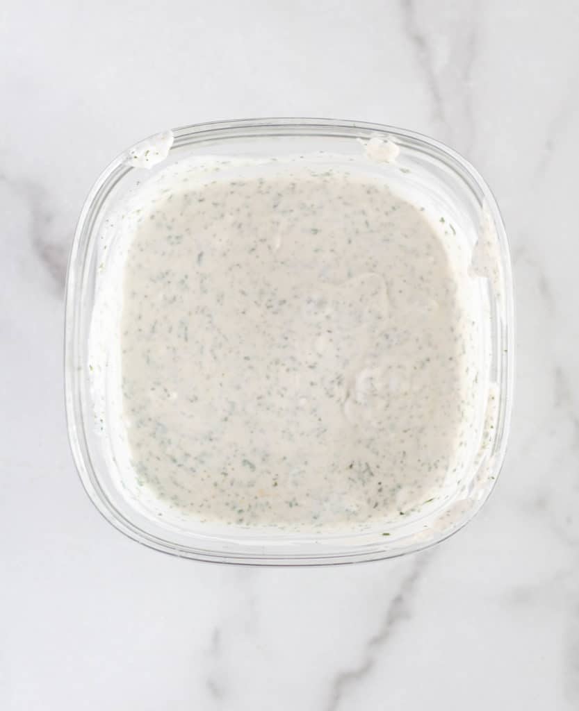overhead shot of ranch dressing in bowl