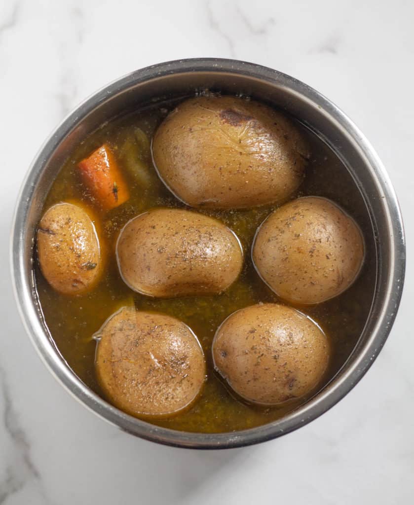 ingredients in bowl of instant pot before cooking