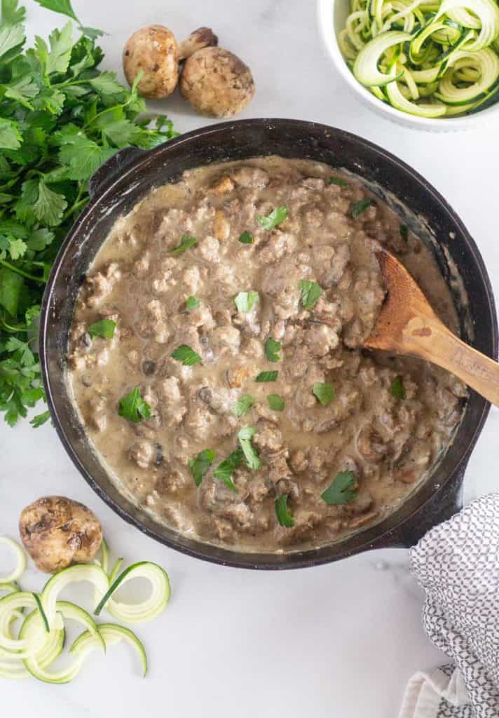 Keto Ground Beef Stroganoff (Paleo)