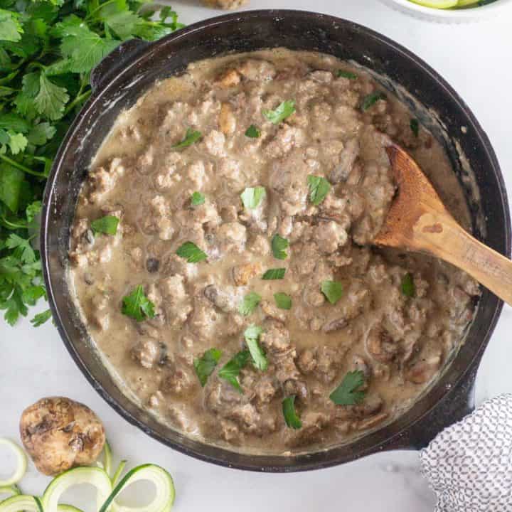 Keto Ground Beef Stroganoff (Paleo)