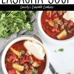 pinnable image of lasagna soup with text