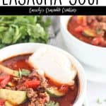 lasagna soup with text for pinning