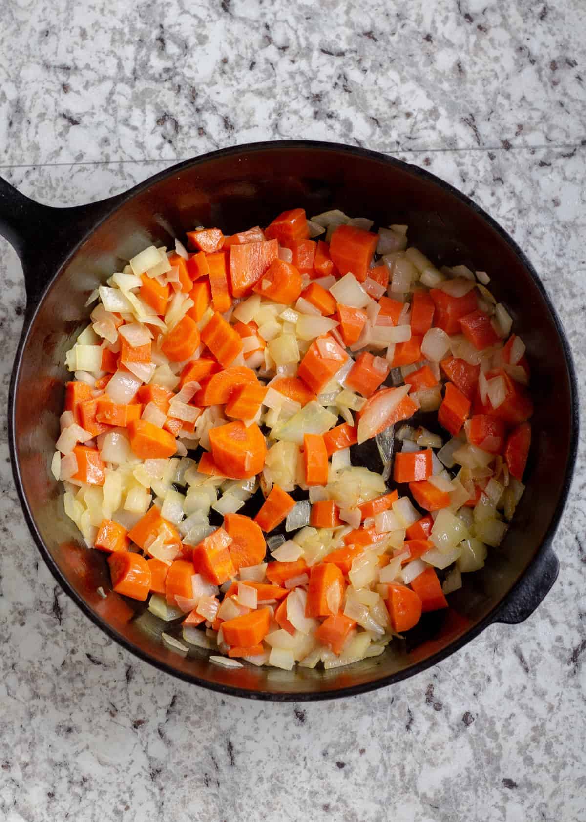 Sauteed veggies in cast iron skillet
