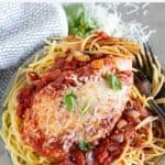 pinnable image of gluten-free chicken parmesan with text