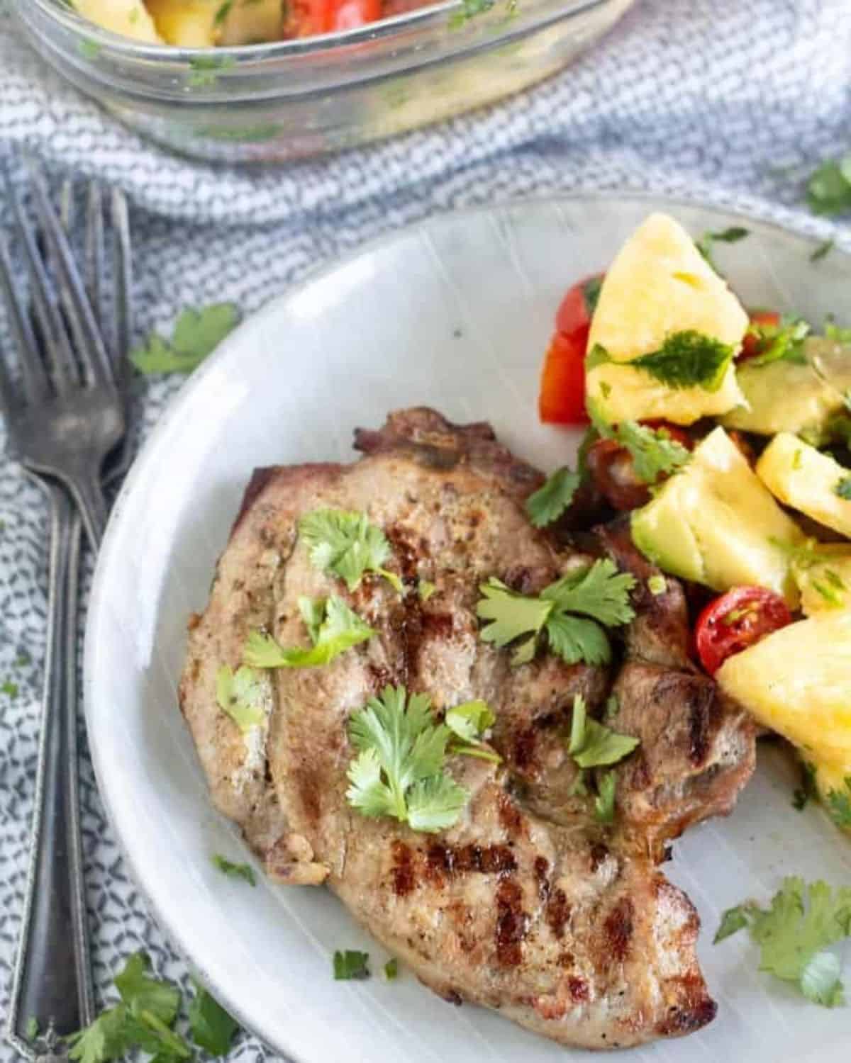 pork chops with cilantro and pineapple salsa
