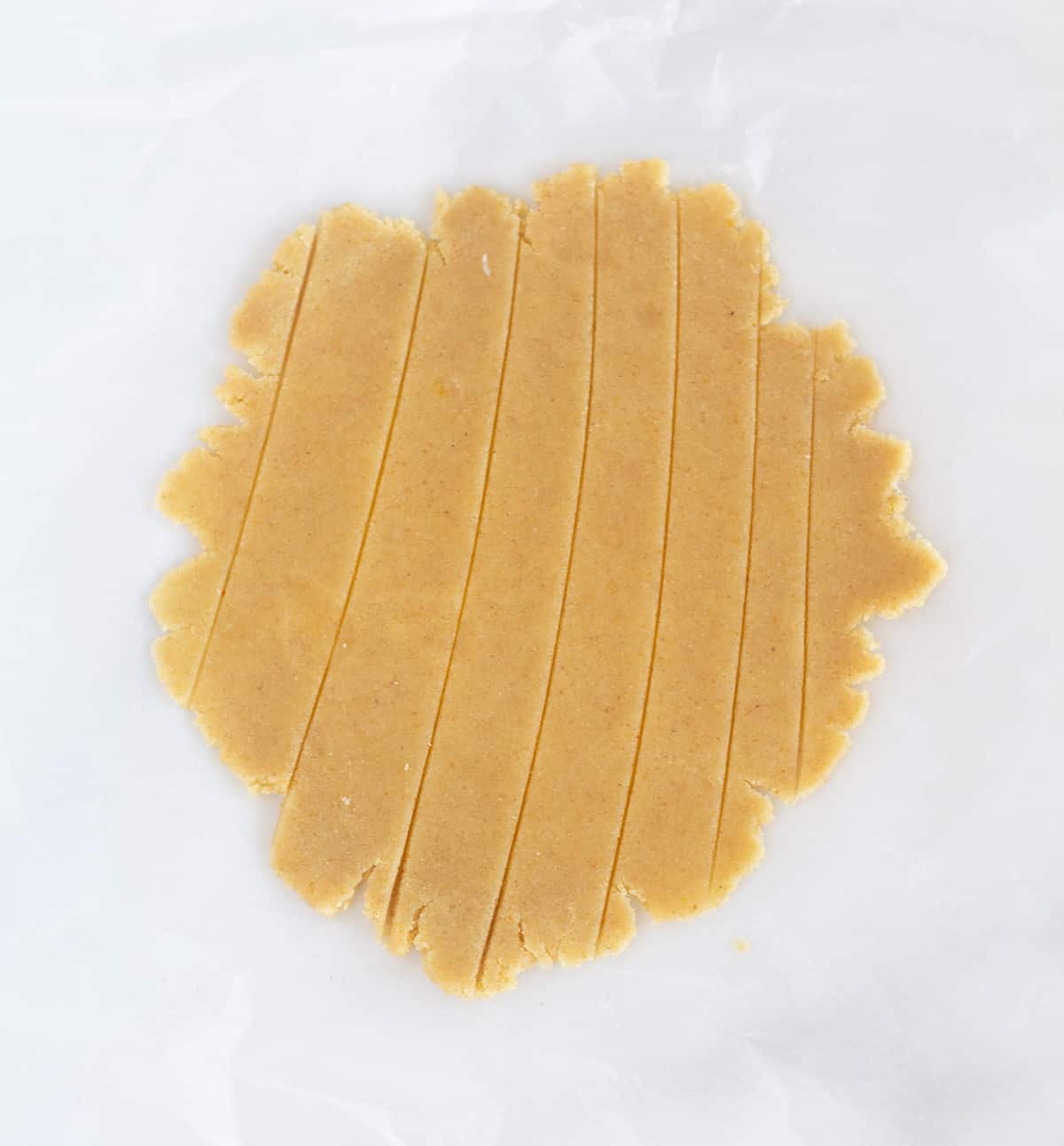 small piece of pie crust rolled out and cut into strips.