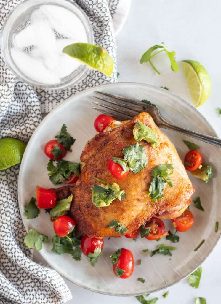 Keto Cilantro Lime Chicken Thighs With Avocado Salsa