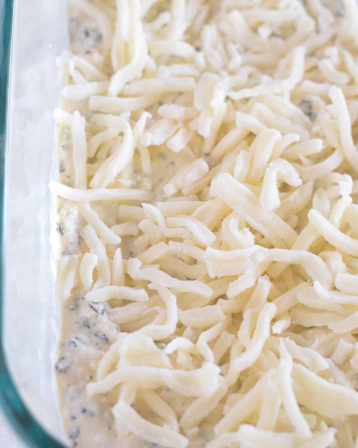 mozzarella cheese over the ricotta layer.
