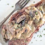 mushroom sauce over steak