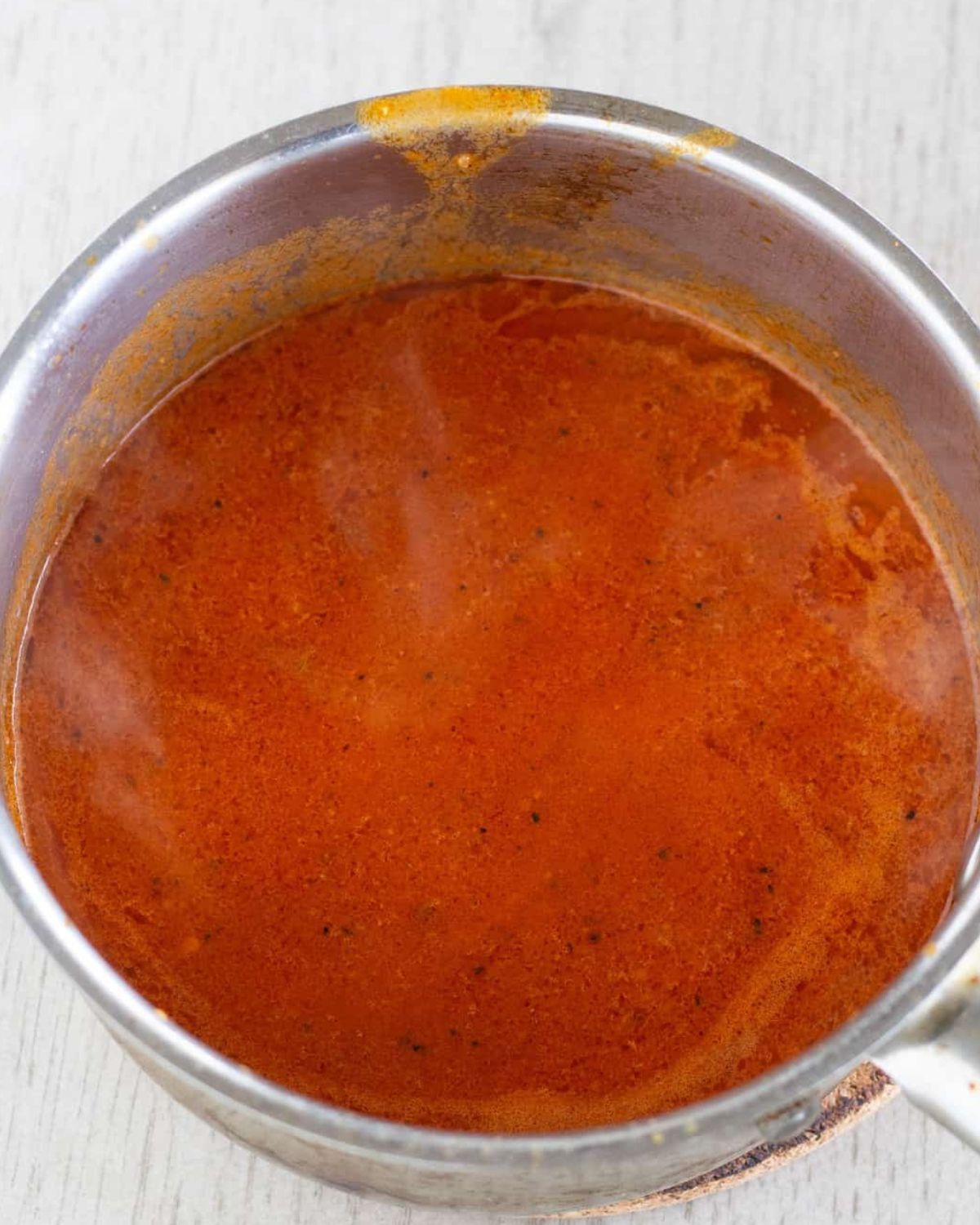 buffalo sauce in a saucepan