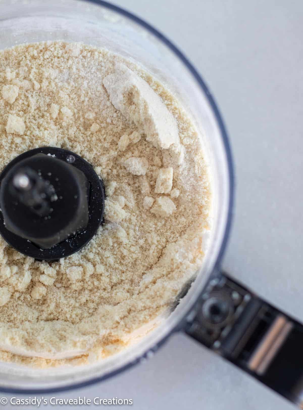dry ingredients with butter in food processor