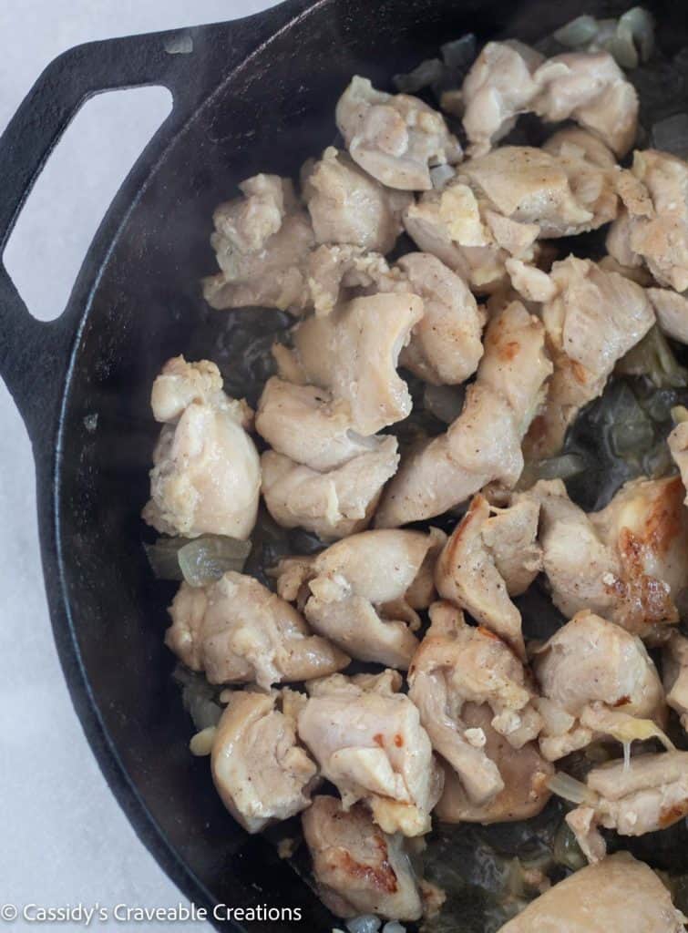 browned chicken in skillet