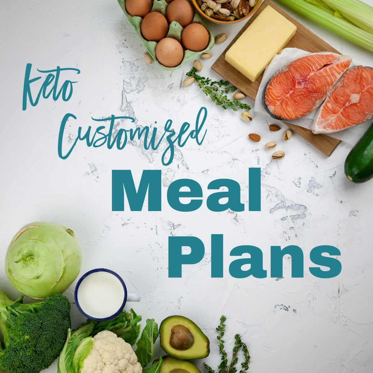 box with the text "keto customized meal plans"