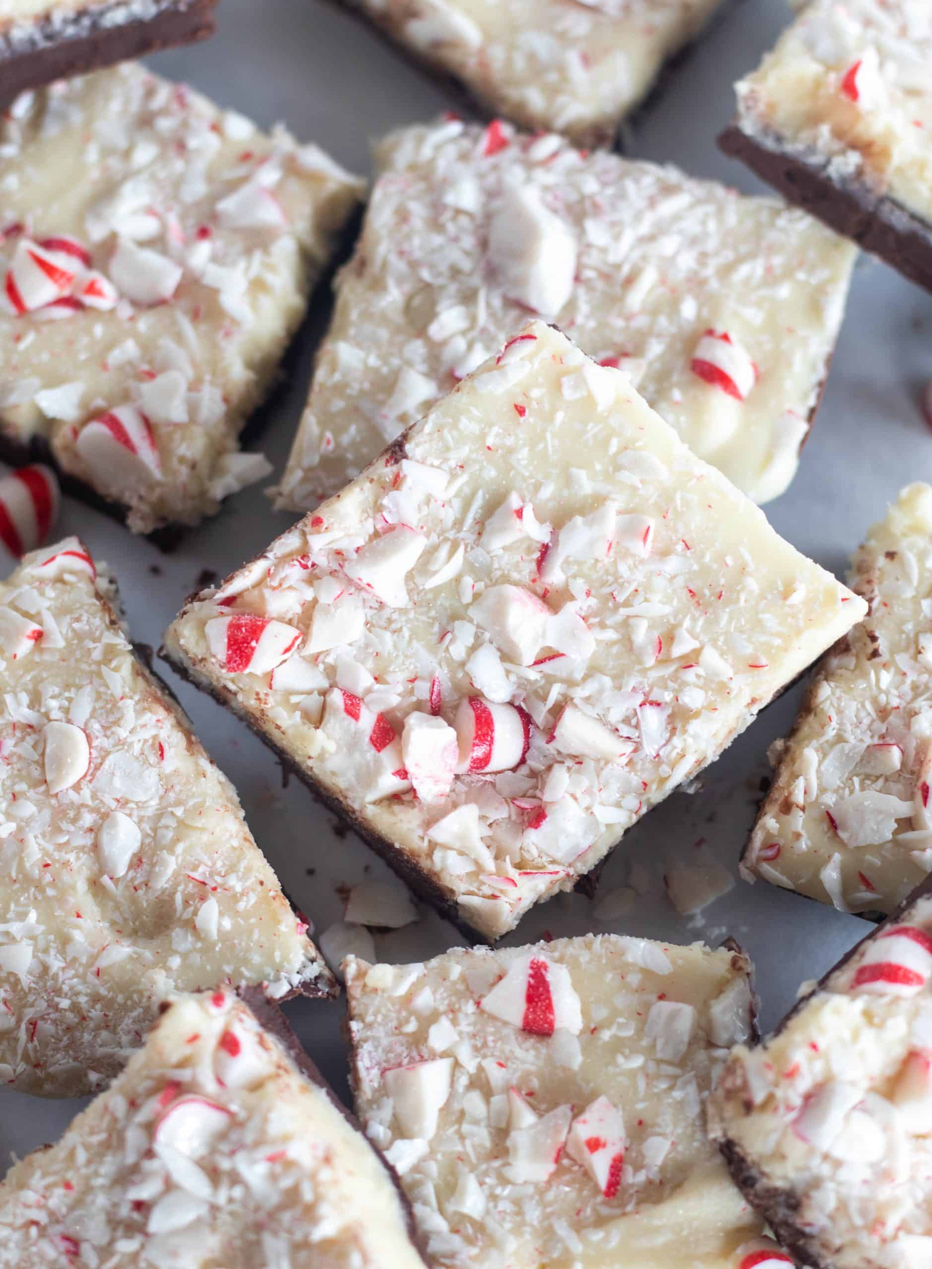 pieces of peppermint bark on countertop