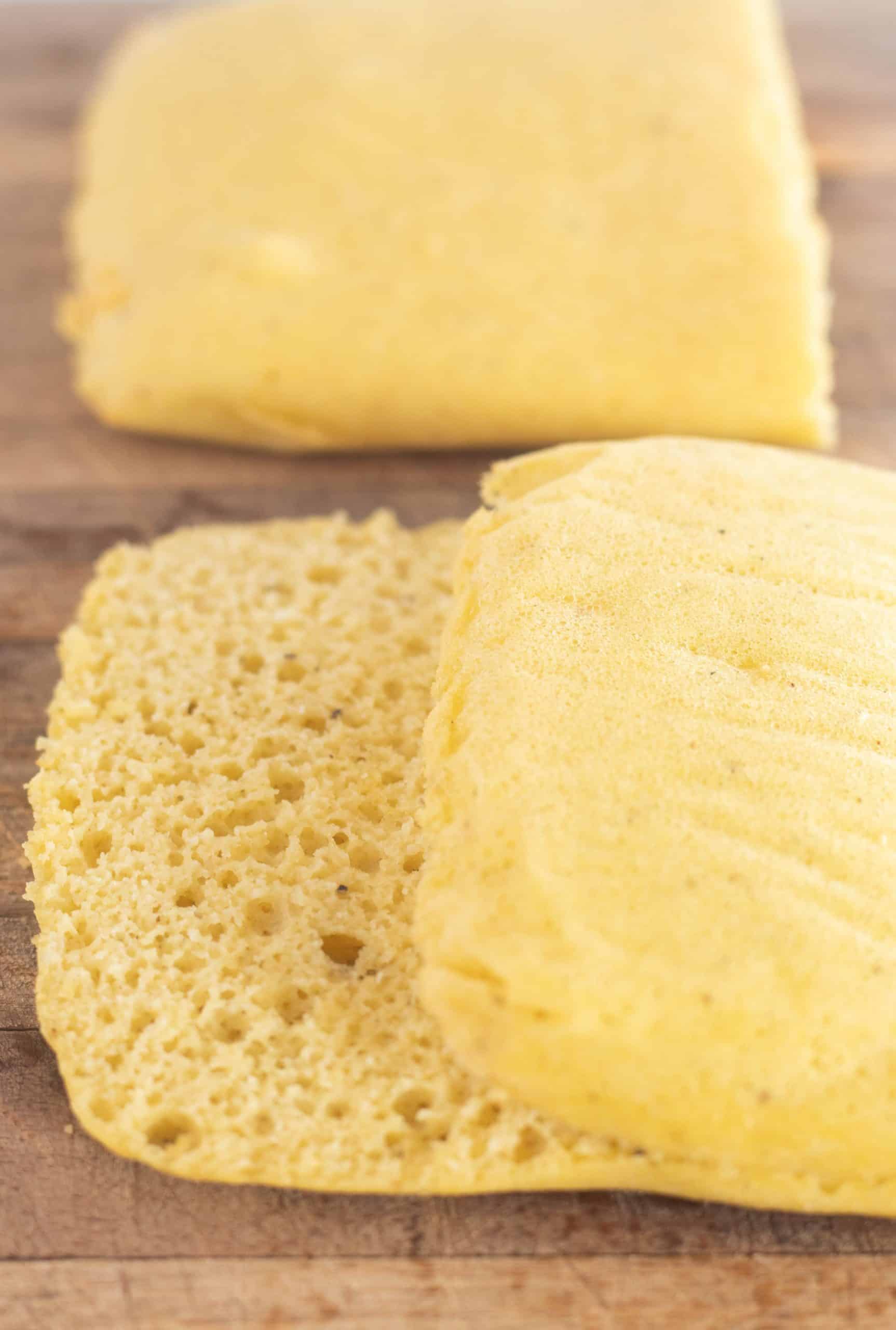 close up the bread cut into sandwich slices.