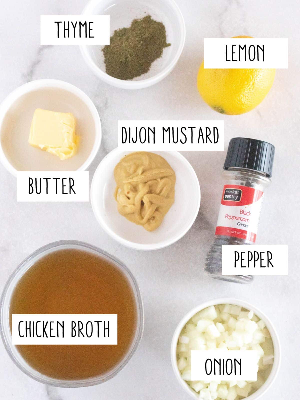 sauce ingredients with labels.
