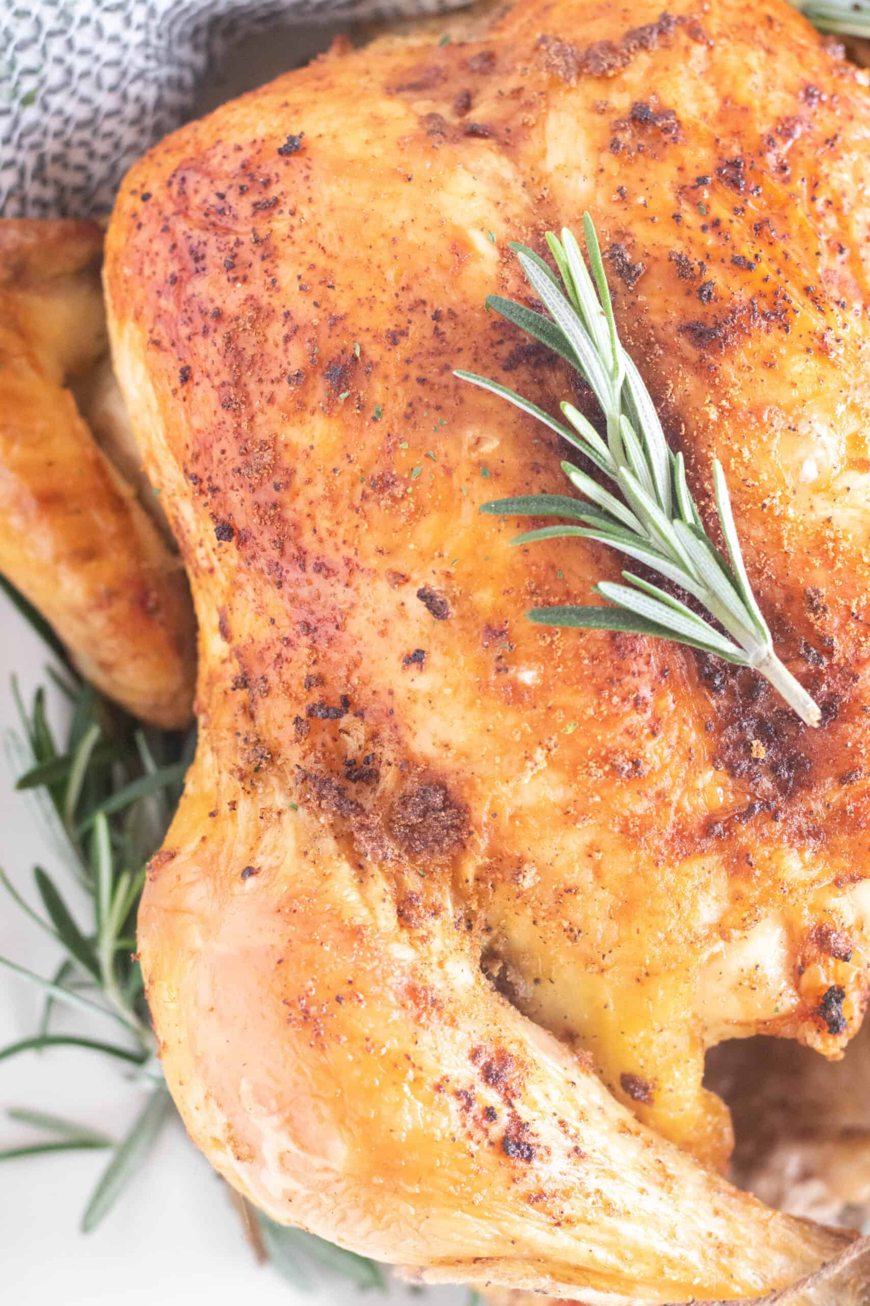 close up of roasted chicken.